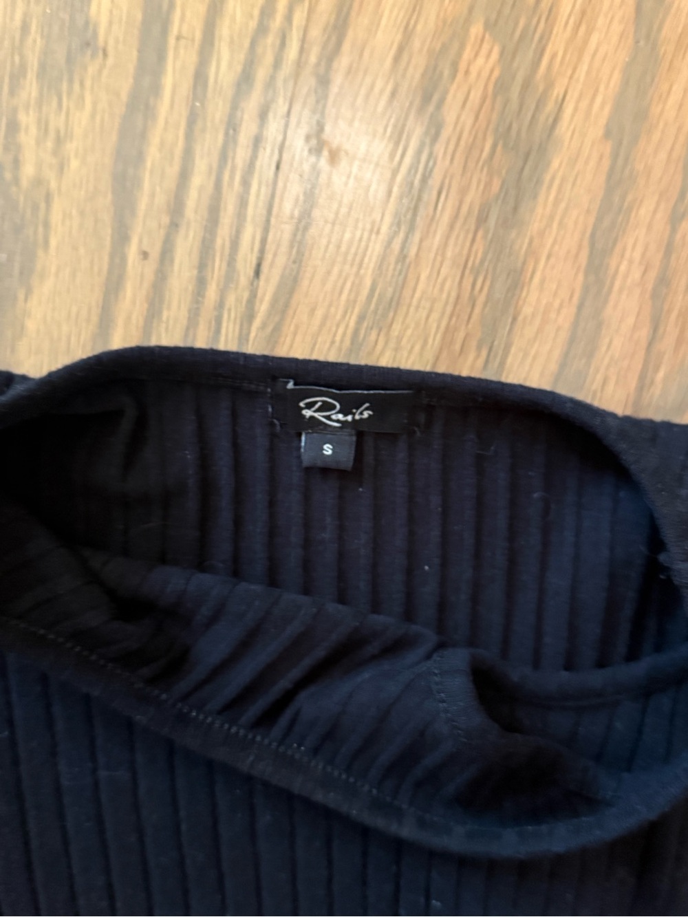 Rails - Black Ribbed One-Shoulder Long Sleeve Top - Picture 3 of 4